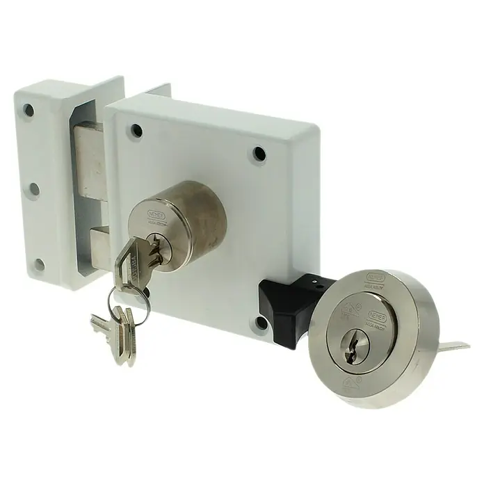 Nemef Opschroefslot Wit 4154 links - Wit, 50 mm - Diagonaal zicht