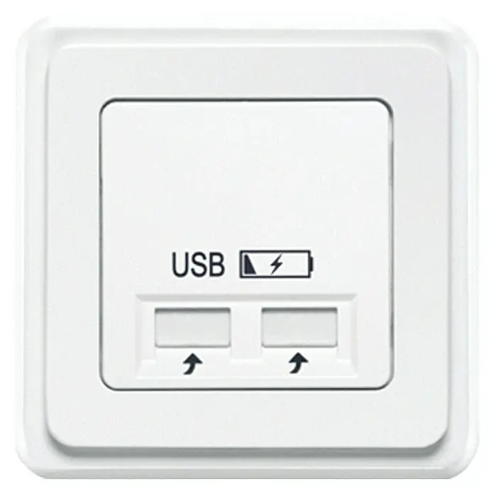 Peha Wandcontactdoos met USB Crème - Crèmewit, Kunststof - Vooraanzicht