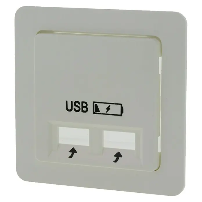 Peha Wandcontactdoos met USB Polarwit - Wit, Kunststof - Diagonaal zicht