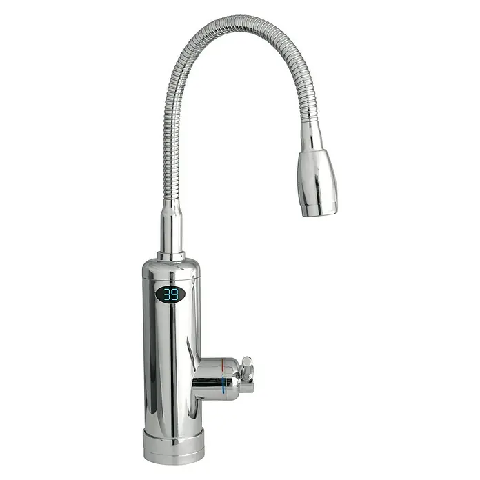 Spültischarmatur Aquadon - Chrom, Glänzend, Durchlauferhitzer - Diagonale Ansicht
