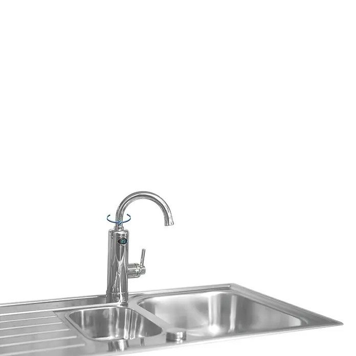 Spültischarmatur Aquadon - Chrom, Glänzend, Durchlauferhitzer - Detailaufnahme