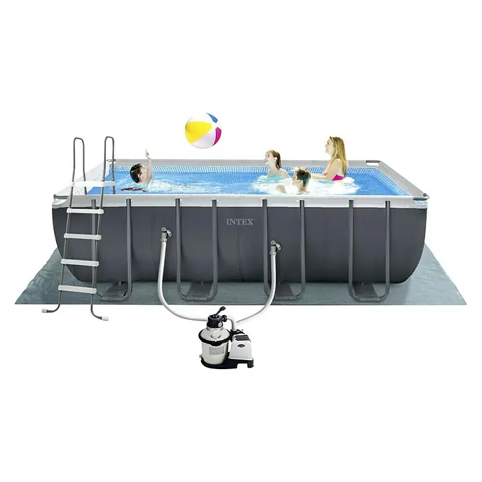 Intex Frame-Pool-Set Ultra Quadra XTR - L x B x H: 549 x 274 x 132 cm, Fassungsvermögen: 17,2 m³, Dunkelgrau, Inkl. Sandfilteranlage - Anwendungsbeispiel