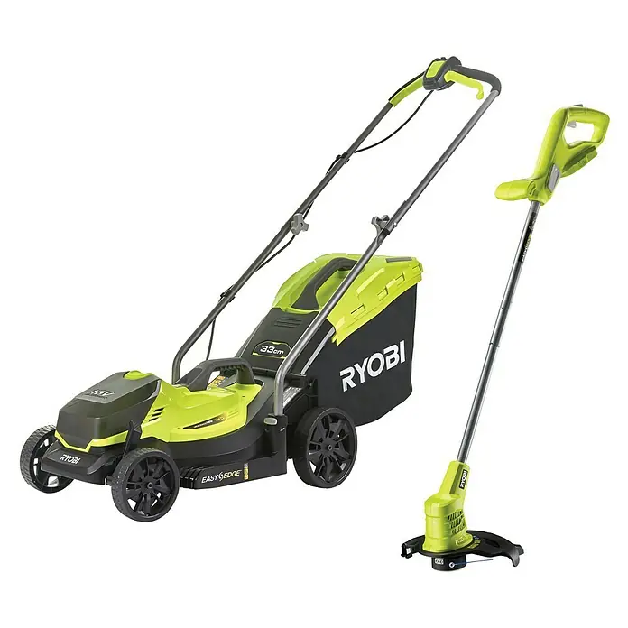 Ryobi Accu Grasmaaier en Trimmer kit - 18 V, 1 accu, Snijbreedte: 33 cm - Diagonaal zicht