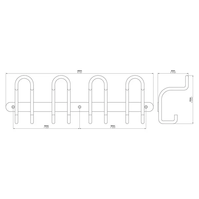 Siro Hakenleiste 1783 Aluminium - L x H: 400 x 132 mm, Anzahl Haken: 8 Stk.