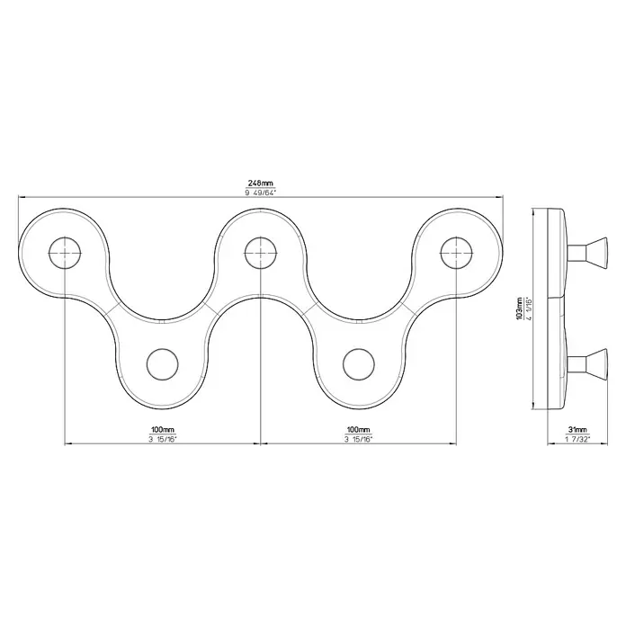 Siro Hakenleiste 01047 Reinweiß - L x H: 248 x 103 mm, Anzahl Haken: 5 Stk.