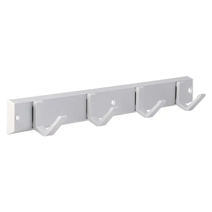 Letev za obešanje 2083 aluminij bela - Do x V: 450 x 44 mm, Število kaveljčkov: 4 kos - Pogled pod kotom