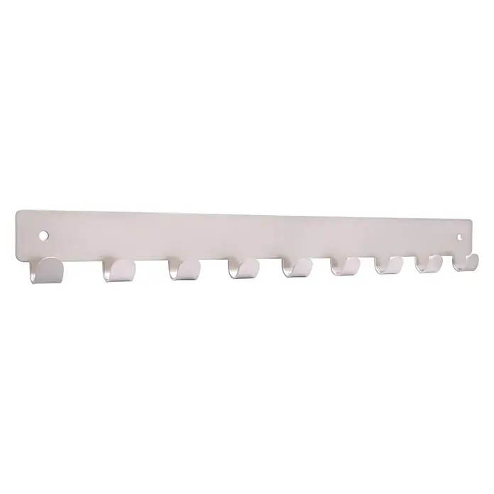 Siro Hakenleiste - L x H: 366 x 41 mm, Anzahl Haken: 9 Stk., Vernickelt - Vorderansicht