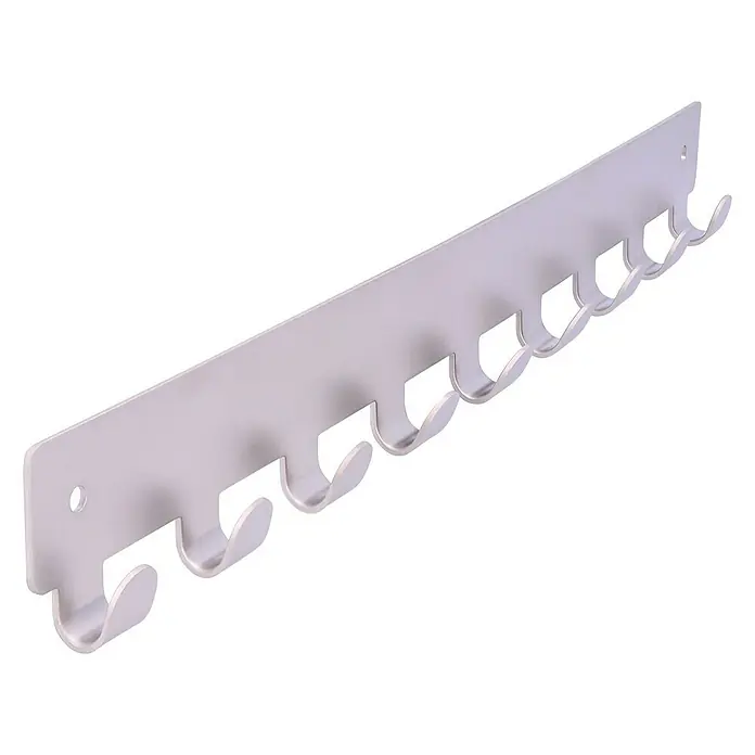 Siro Hakenleiste - L x H: 366 x 41 mm, Anzahl Haken: 9 Stk., Vernickelt - Diagonale Ansicht