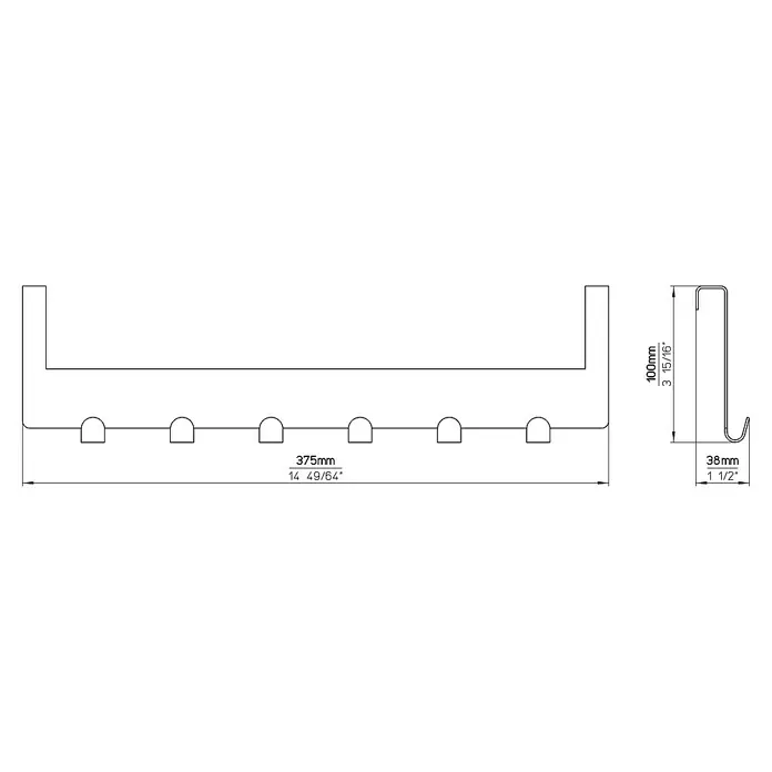 Siro Türgarderobe - L x H: 375 x 100 mm, Vernickelt