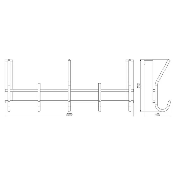 Siro Türgarderobe 2257 Edelstahl - L x H: 340 x 151 mm, Anzahl Haken: 5 Stk.