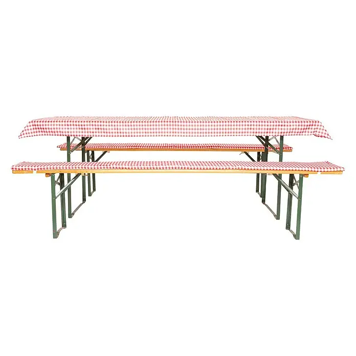 Bierbankauflagen-Set - 3 -tlg., Rot/Weiß, 240 x 70 cm, 100 % Polyester - Vorderansicht