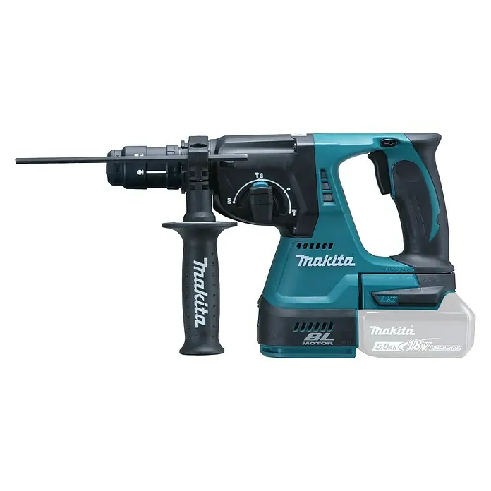 Makita Akku-Kombihammer DHR243Z - 18 V, Li-Ionen, Ohne Akku, Leerlaufdrehzahl: 950 U/min - Linke Seitenansicht