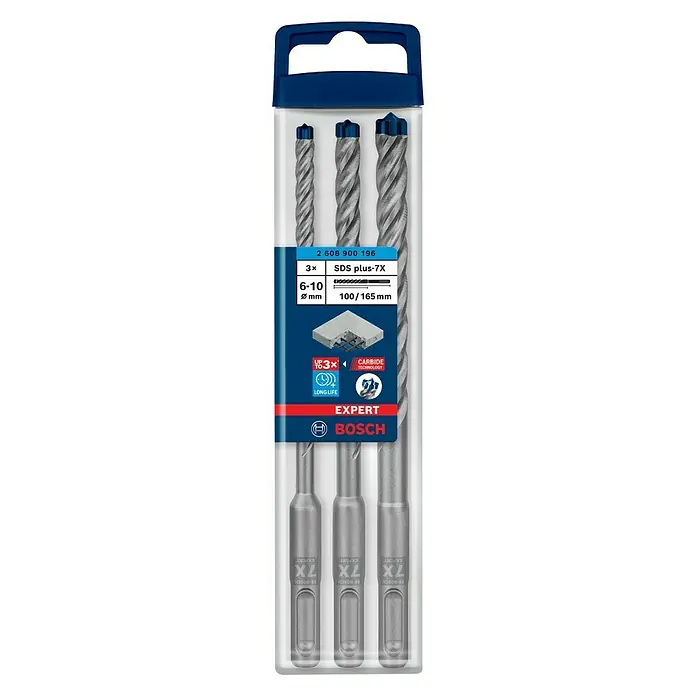 Bosch Professional Expert SDS-Plus Betonbohrer-Set SDS Plus-7X - 3 -tlg., Durchmesser: 6 mm - 10 mm - Vorderansicht