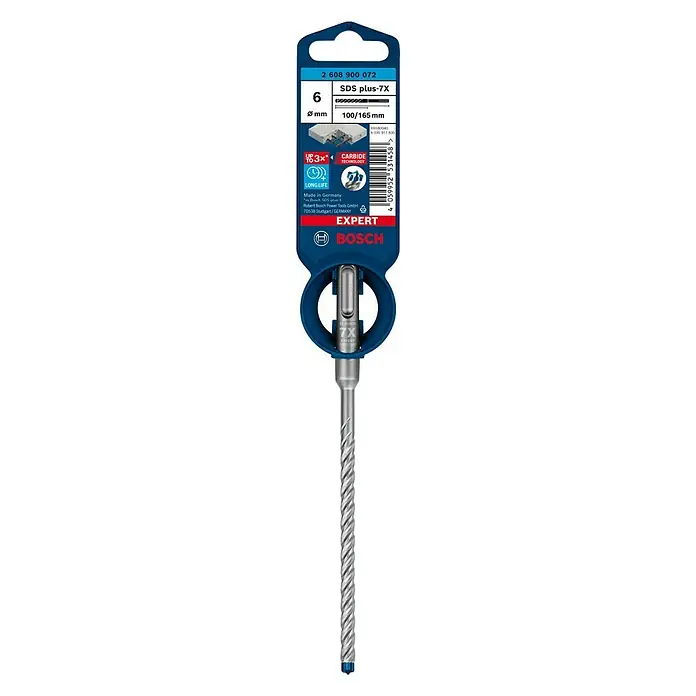 Bosch Professional Expert Broca para hormigón SDS-Plus -7X - Diámetro: 6 mm, Largo: 165 mm - Vista frontal