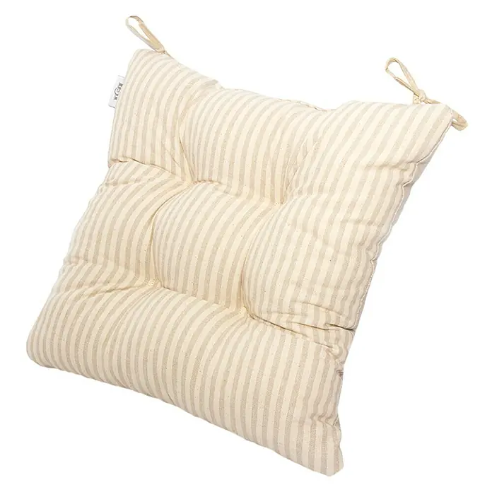 Cojín para silla Versalles Rayas - Beige, 40 x 40 cm, 100% algodón - Vista angular