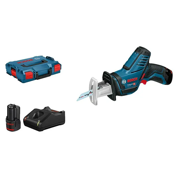 Bosch Professional Sierra de sable de batería GSA 12V-14 - 12 V, Iones de litio, 2 baterías, 3 Ah - Vista angular
