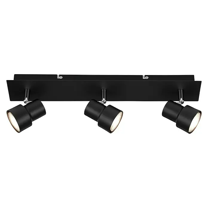 Briloner Regleta LED Rock - 5 W, 3 ud., L x An x Al: 80 x 480 x 120 mm, Negro, Blanco cálido - Vista frontal