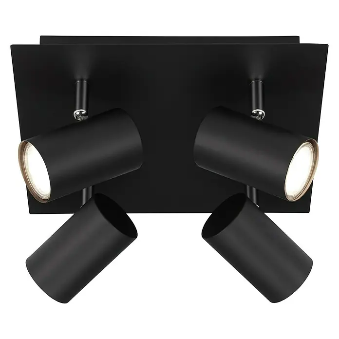 Briloner Regleta Run - 40 W, 4 ud., L x An x Al: 123 x 265 x 265 mm, Negro, GU10 - Vista ascendente