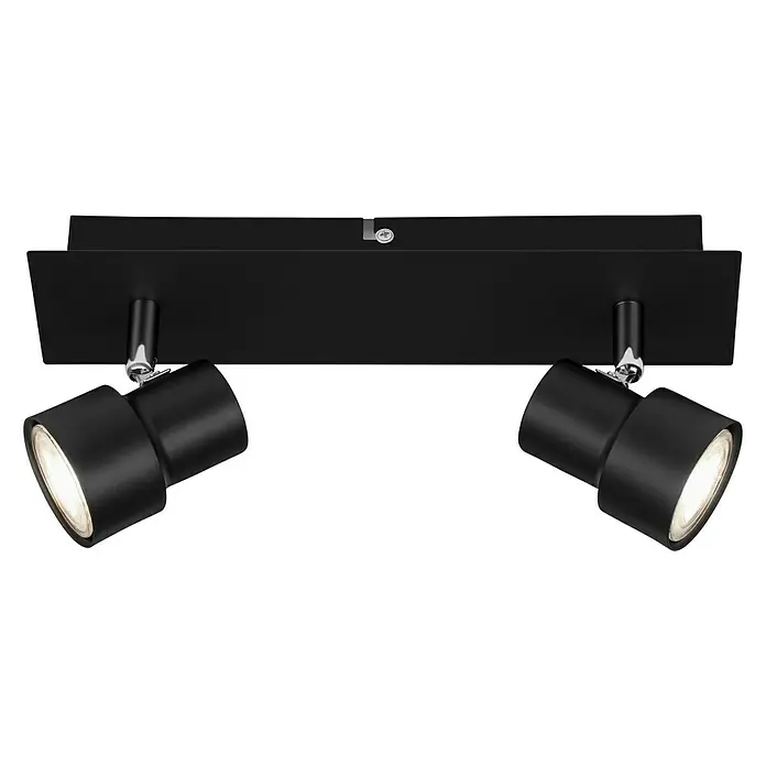 Briloner Regleta LED Rock - 5 W, 2 ud., L x An x Al: 80 x 290 x 120 mm, Negro, Blanco cálido - Vista frontal