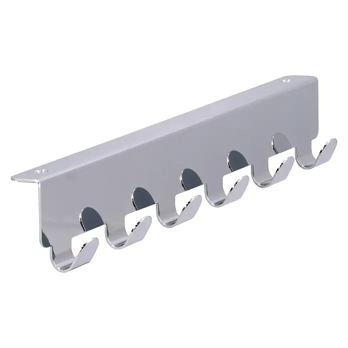 Siro Türgarderobe - L x H: 240 x 41 mm, Anzahl Haken: 6 Stk., Verchromt - Diagonale Ansicht