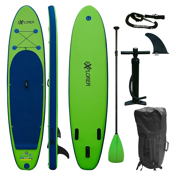 Explorer SUP-Board-Set 320 - L x B x H: 320 x 76 x 15 cm, Nutzlast: 130 kg, Grün, Aufblasbar - Vorderansicht