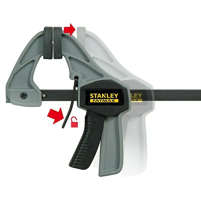 Stanley FatMax Einhandzwinge - Spannweite: 120 mm, Ausladung: 38 mm - Detailaufnahme