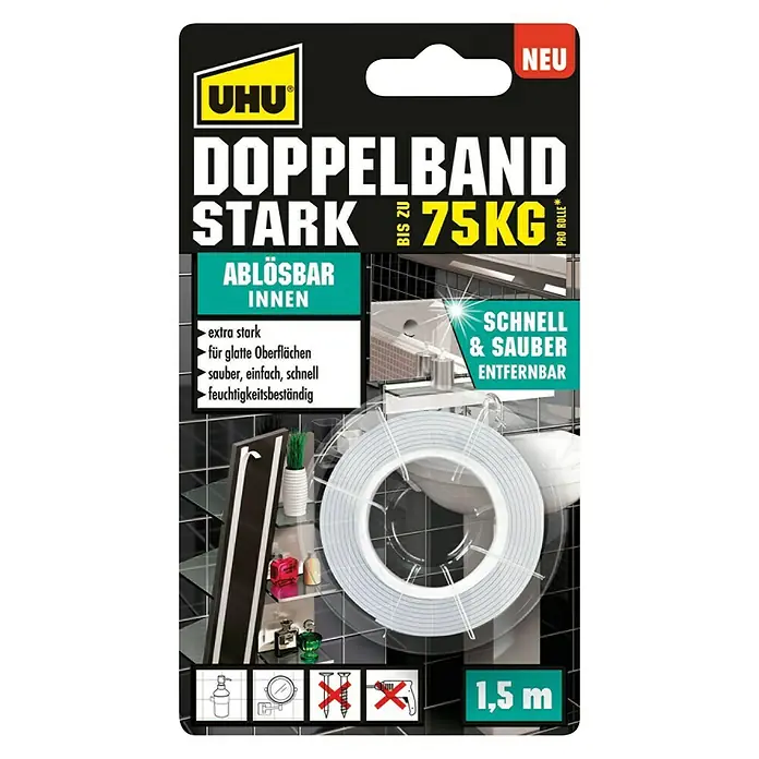 Doppelband Stark - L x B: 1,5 m x 19 mm - Vorderansicht