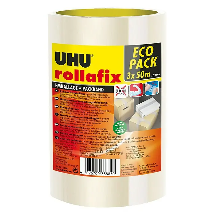 UHU Packband Rollafix - Transparent, L x B: 50 m x 5 cm - Vorderansicht