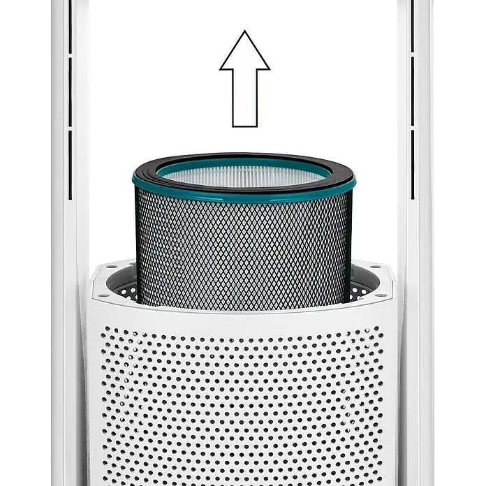 Proklima Mini toranj ventilator - Pročišćavanje zraka, Maksimalni protok zraka: 1.650 m³/h, Visina: 59,2 cm, Bijele boje - Proizvod u upotrebi
