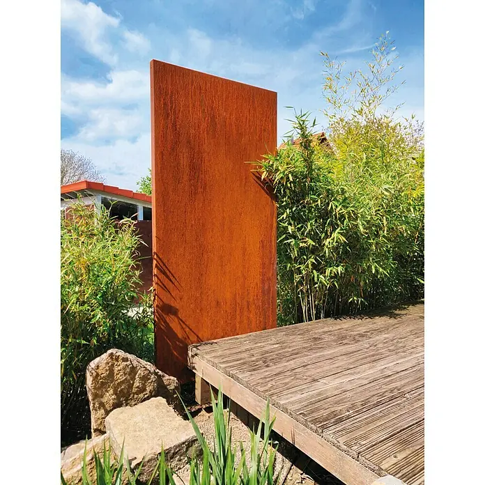 Sichtschutzelement Ohne Motiv - 85 x 180 cm, Mit Standfuß, Rost - Stimmungsaufnahme