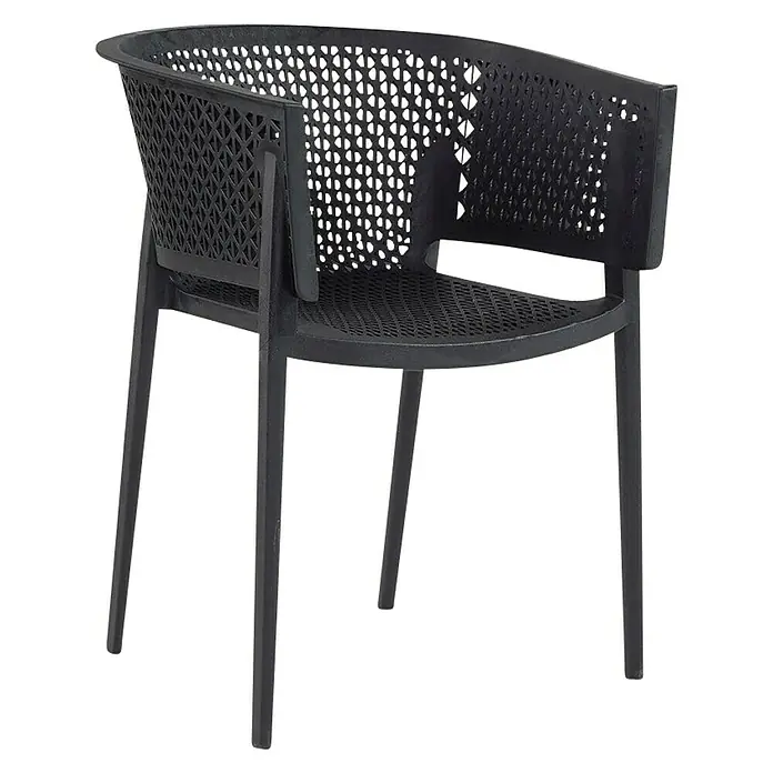 Vrtna stolica Olly - Crne boje, D x Š x V: 54 x 54 x 74 cm - Dijagonalni pogled