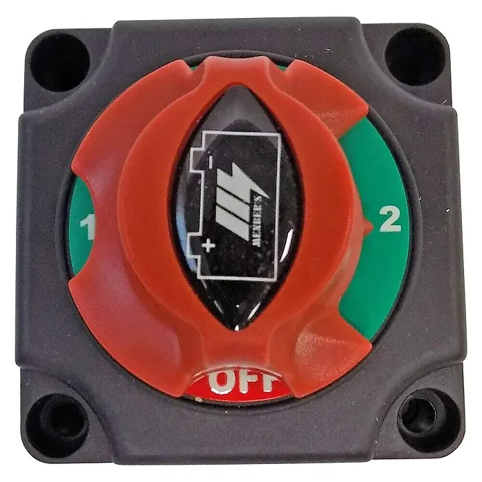 Interruptor de batería 4 posiciones - 12 V - 24 V, Corriente de carga: 300 A - Vista descendente