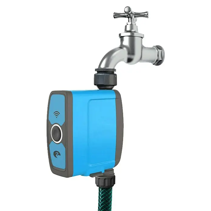 Garza Smart Home Enchufe inteligente y Controlador de riego - Azul, Gris, Plástico, IP54, Ubicar - Primer plano