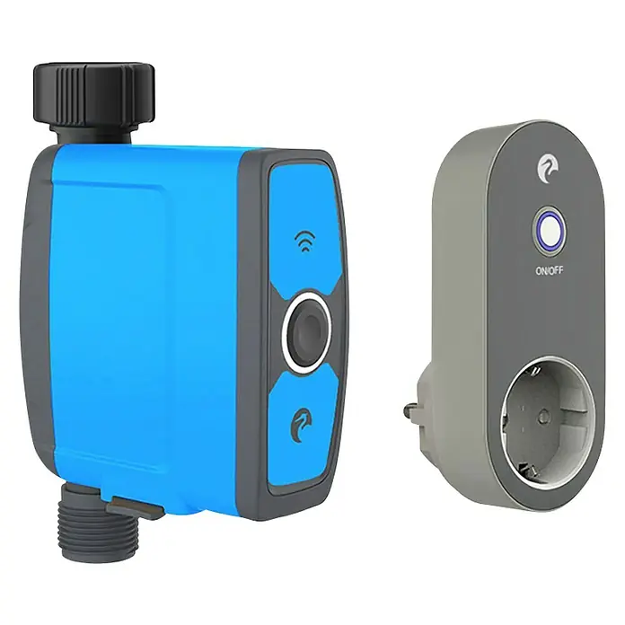 Garza Smart Home Enchufe inteligente y Controlador de riego - Azul, Gris, Plástico, IP54, Ubicar - Vista angular