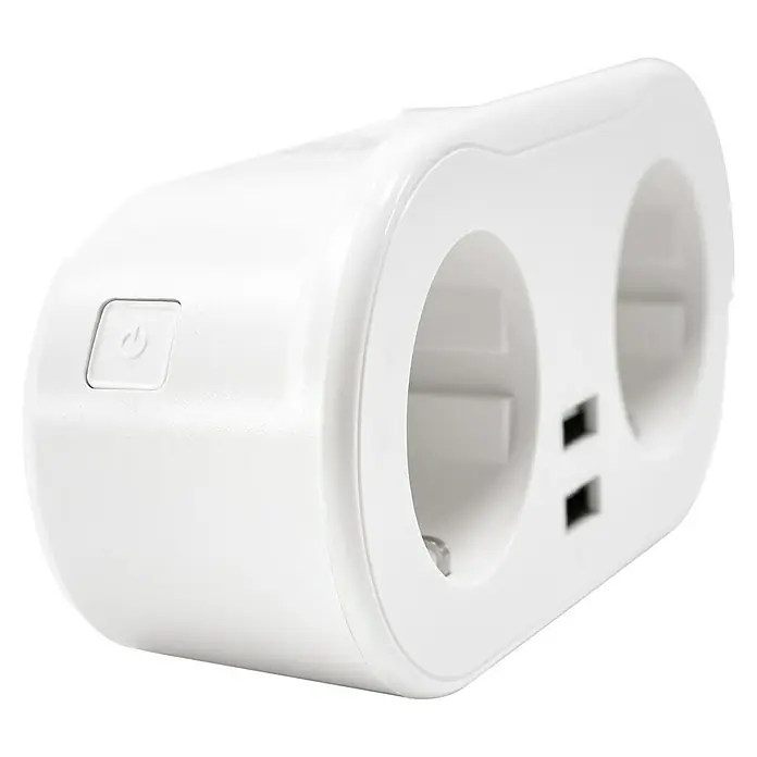 Garza Smart Home Enchufe inteligente tomas Schuko y 2 USB - Blanco, 2.300 W, 10 A - Vista angular