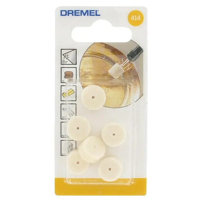 Dremel Fieltro de pulido 414 - Diámetro: 13 mm, 6 ud. - Vista frontal