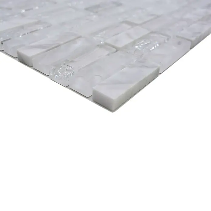 Mozaïektegel rechthoek glas Mix XIC S1211 - 32,2 x 31 cm, Wit/grijs, Glanzend - Close-up