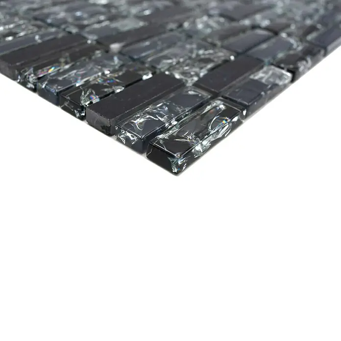 Mozaïektegel rechthoek glas Mix XIC S1228 - 32,2 x 31 cm, Zwart, Glanzend - Close-up
