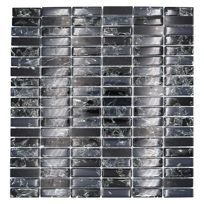 Mozaïektegel rechthoek glas Mix XIC S1228 - 32,2 x 31 cm, Zwart, Glanzend - Bovenaanzicht