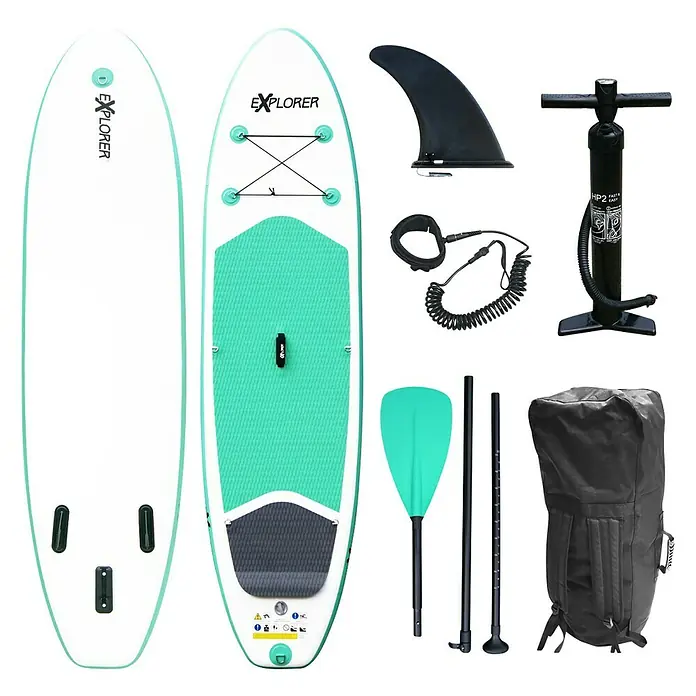 Explorer SUP-Board-Set 300 - L x B x H: 305 x 76 x 12,7 cm, Nutzlast: 115 kg, Aufblasbar, Grün - Vorderansicht