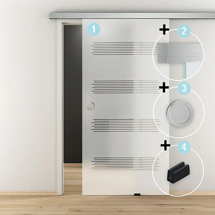 Diamond Doors Schiebetür-Komplettset Jubidoor 1.0 - 935 x 2.058 mm, Einscheibensicherheitsglas (ESG) - Stimmungsaufnahme