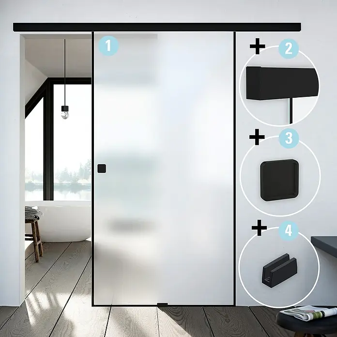 Diamond Doors Black Edition Schiebetür-Komplettset Edge - 935 x 2.058 mm, Einscheibensicherheitsglas (ESG) - Stimmungsaufnahme