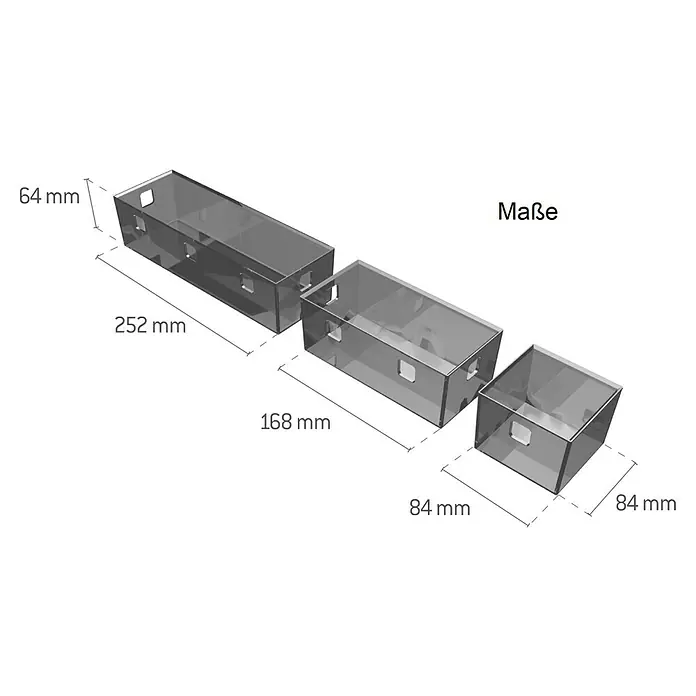 essensa Aufbewahrungsbox-Set Boxx - 3 -tlg., Kunststoff, Graphit/Transluzent
