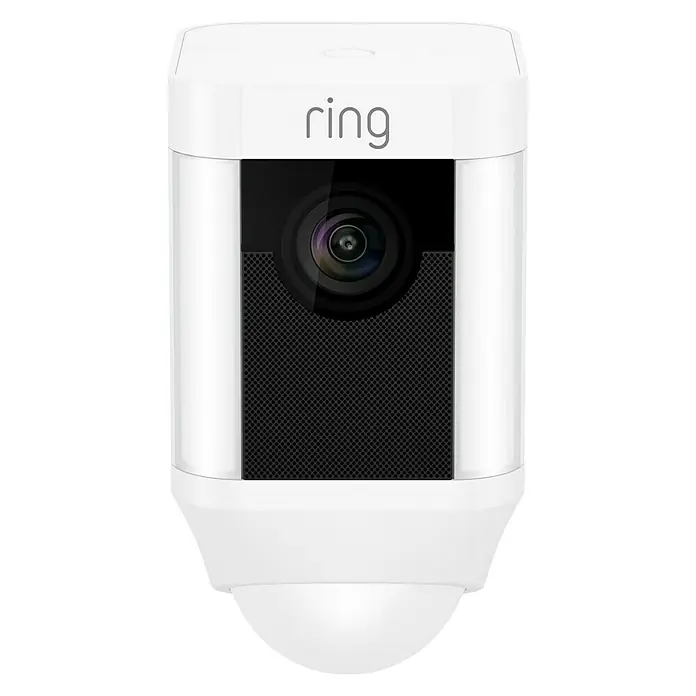 Ring Überwachungskamera Spotlight Cam Battery - Weiß, Akku, 2 Wege Kommunikation, IP64 - Vorderansicht
