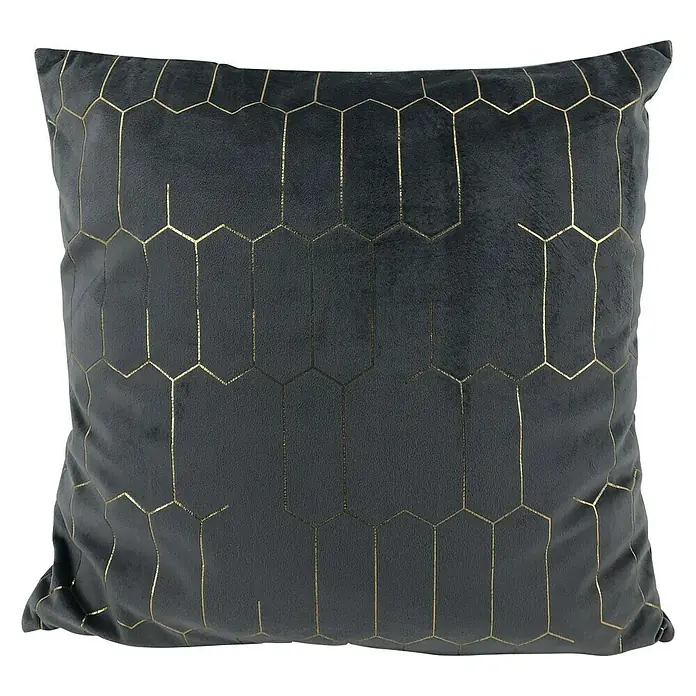 Kissen Blush - Anthrazit/Gold, 45 x 45 cm, 100 % Polyester - Vorderansicht