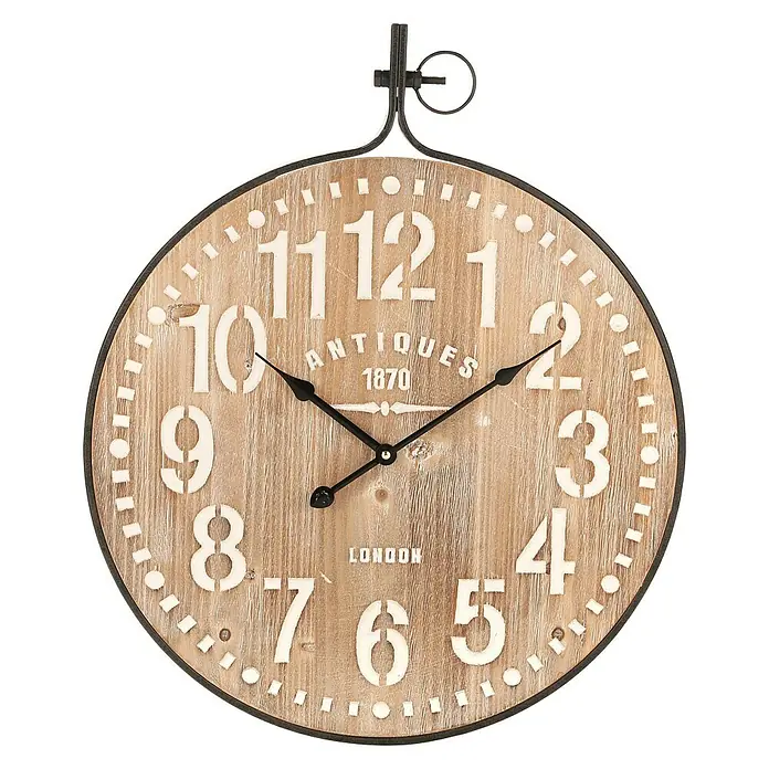 Wanduhr rund London - Braun, Durchmesser: 50 cm - Vorderansicht