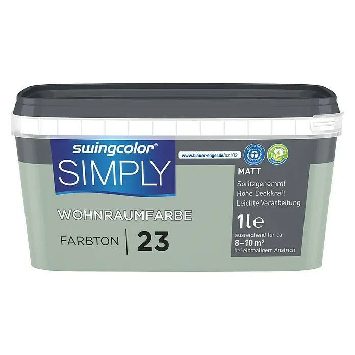 swingcolor Muurverf SIMPLY  NR. 23 - Groen - Nr. 23, 1 l, Mat - Vooraanzicht