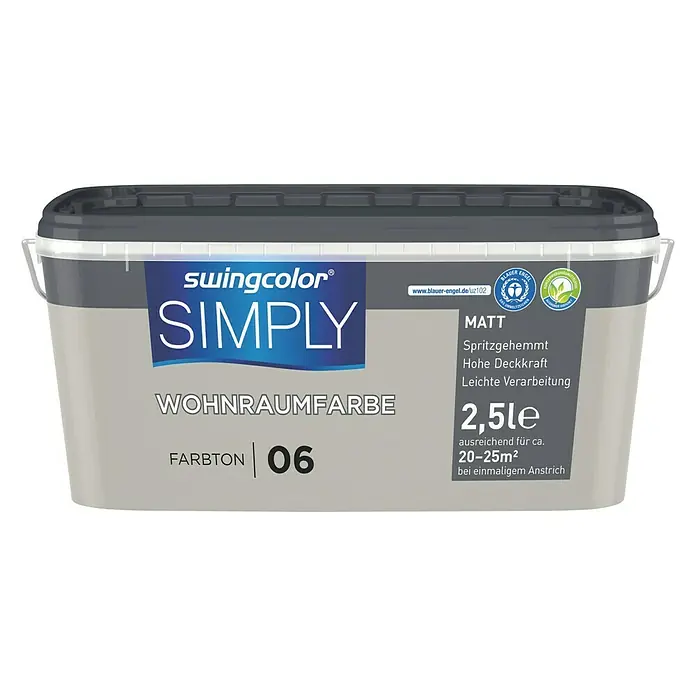 swingcolor Muurverf SIMPLY  NR. 6 - Beige - Nr. 06, 2,5 l, Mat - Vooraanzicht