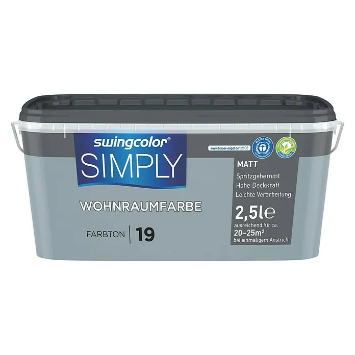 swingcolor Muurverf SIMPLY  NR. 19 - Blauw - Nr. 19, 2,5 l, Mat - Vooraanzicht