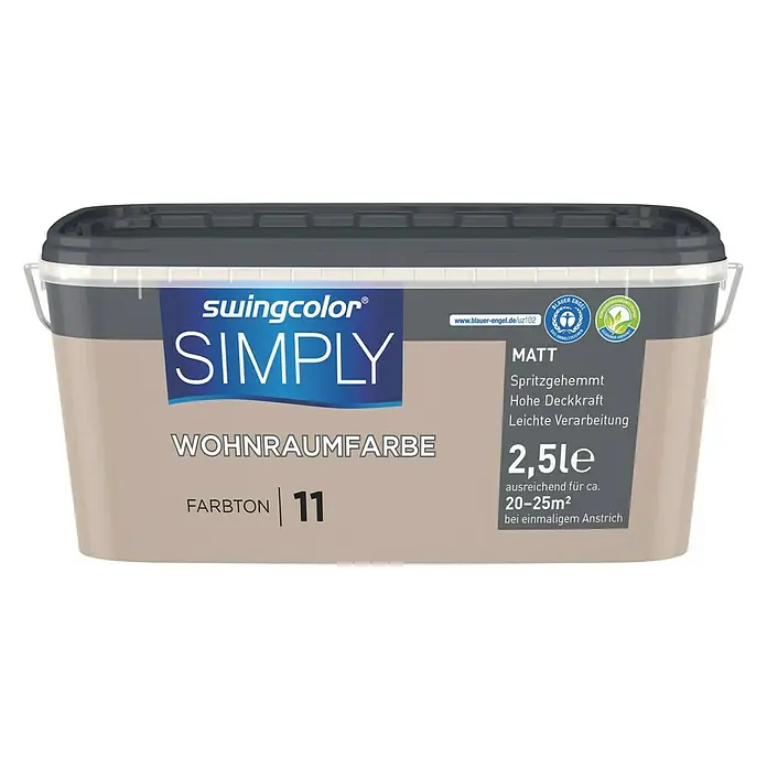 swingcolor Muurverf SIMPLY  NR. 11 - Bruin - Nr. 11, 2,5 l, Mat - Vooraanzicht